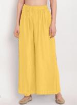 Rayon Yellow Casual Wear Plain Readymade Plazzo